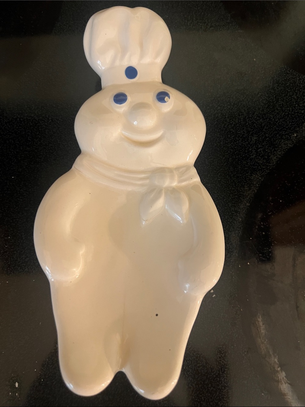 Pillsbury Doughboy Ceramic Spoon Rest - White with Blue Accents